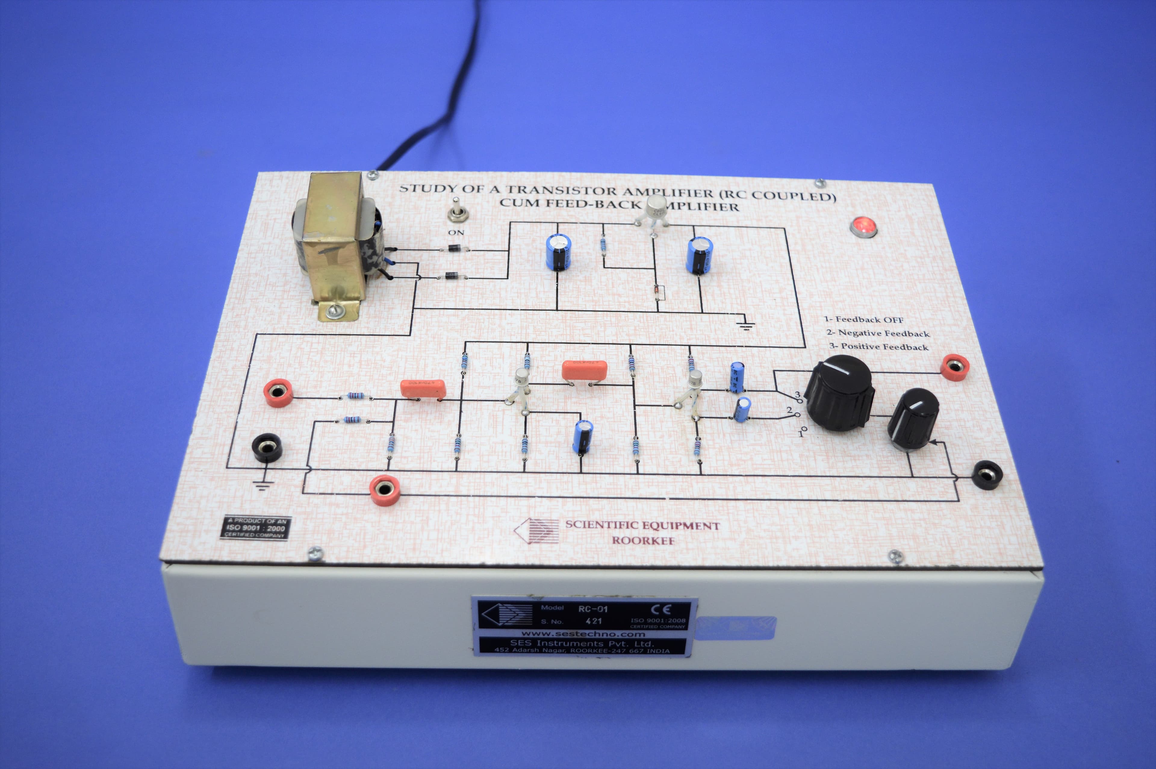 Study of a Transistor Amplifier (RC Coupled) Cum-Feed Back Amplifier (RC-01) — view 1