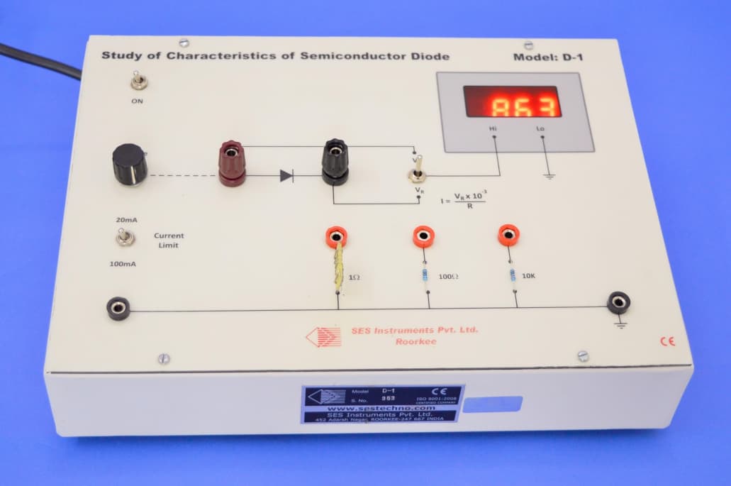 Study of Characteristics of Semiconductors Diodes Si (Ge: Zener + LED: D-1) — view 1